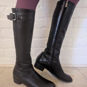 Aquatalia Knee High Riding Boots Leather Slim Calf